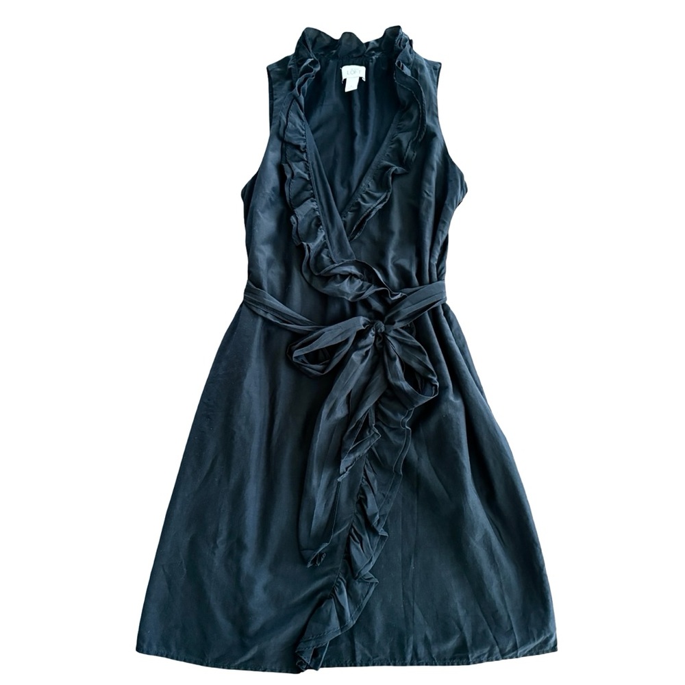 LOFT Sleeveless Ruffle-Trim Wrap Dress I-0331